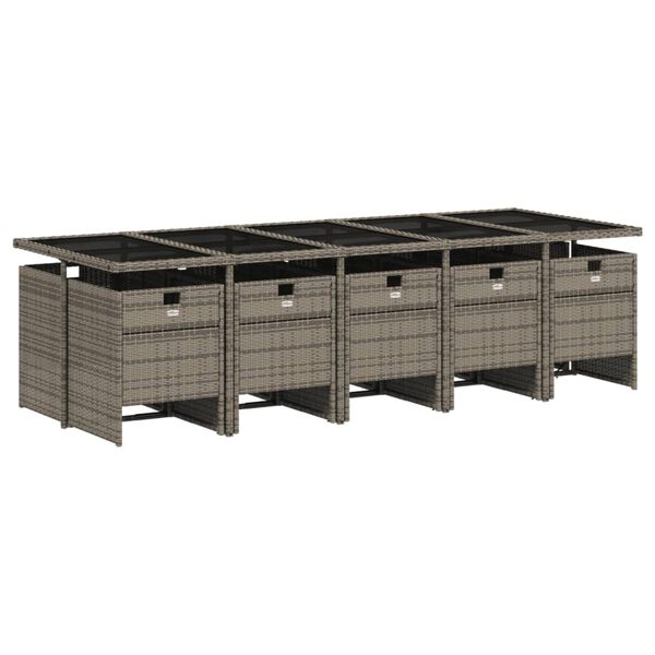 vidaXL Sodo komplektas su pagalvėlėmis, 11 dalių, pilkas, poliratanas