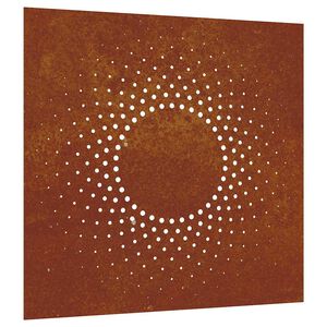 vidaXL Sodo sienos dekoracija, 55x55cm, corten plienas, saulės dizaino