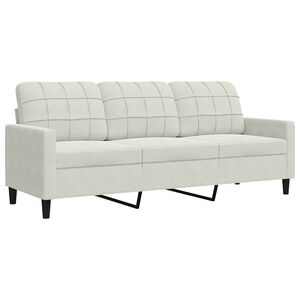 vidaXL Trivietė sofa, kreminės spalvos, 180cm, aksomas