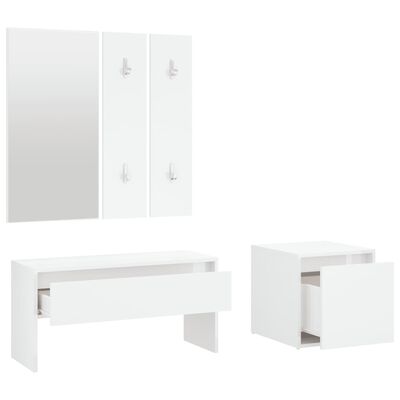 vidaXL Koridoriaus baldų komplektas, baltos spalvos, apdirbta mediena