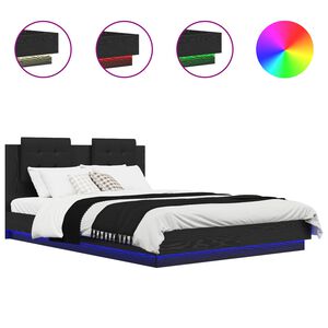 vidaXL Lovos Rėmas su Galvūgaliu Juodas ąžuolas 120 x 200 cm