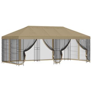 vidaXL Paviljonas su &scaron;oninėmis sienelėmis 6 x 3 m Smėlio