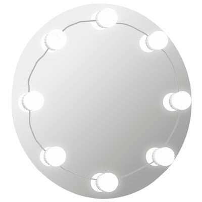 vidaXL Sieninis veidrodis su LED lemputėmis, apskritas, stiklas
