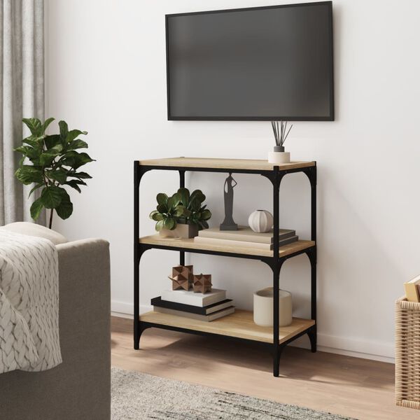 vidaXL Knygų spintelė, ąžuolo, 60x33x70,5cm, mediena ir plienas