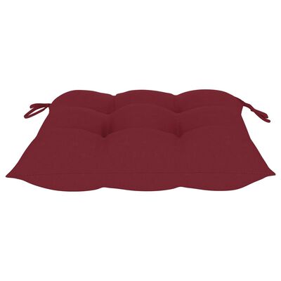 vidaXL Valgomojo kėdės su vyno raudonomis pagalvėmis, 6vnt., tikmedis