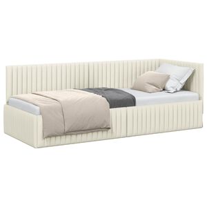 vidaXL Kampinė lovos konstrukcija Kreminė 80 cm x 200 cm Aksomas