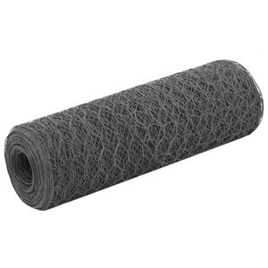 vidaXL Vielos tinklas vi&scaron;čiukų aptvarui su PVC danga, pilkas, 25x0,5m