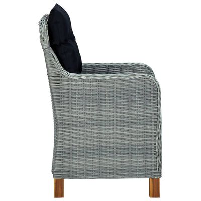 vidaXL Sodo kėdės su pagalvėlėmis, 2vnt., šviesiai pilkos, poliratanas
