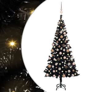 vidaXL Dirbtinė Kalėdų eglutė su žaisliukais, juoda, 120cm, PVC