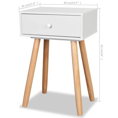 vidaXL Naktiniai staliukai, 2vnt., pušies mediena, 40x30x61cm, balti