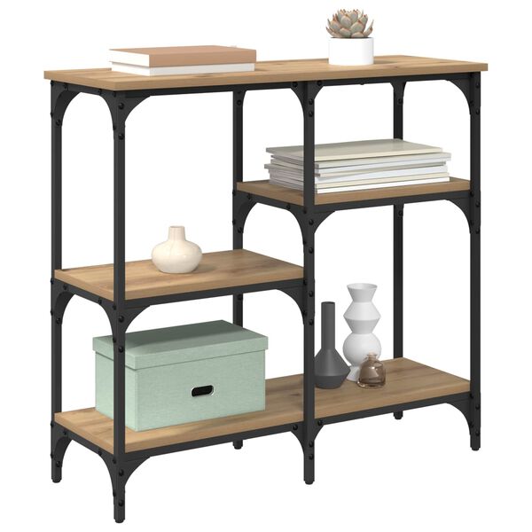 vidaXL Konsolinis stalas su lentyna Amatininkų ąžuolas 80 x 29 x 75 cm