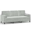 vidaXL Trivietė sofa su pagalvėlėmis, &scaron;viesiai pilka, 180cm, aksomas