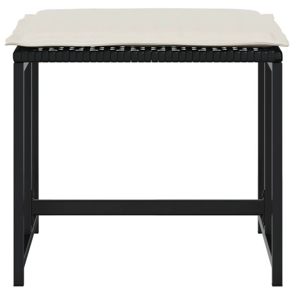 vidaXL Sodo taburetės su pagalvėlėmis, 4vnt., juodos, poliratanas