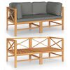 vidaXL Dvivietė sodo sofa su pilkomis pagalvėlėmis, tikmedis