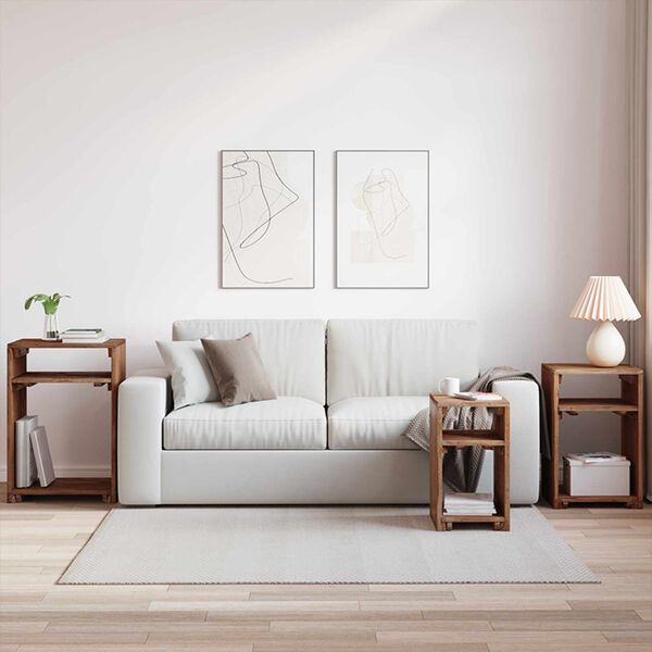 vidaXL Akcento stalas su lentyna 3 pcs Ruda Kietas mahonio mediena