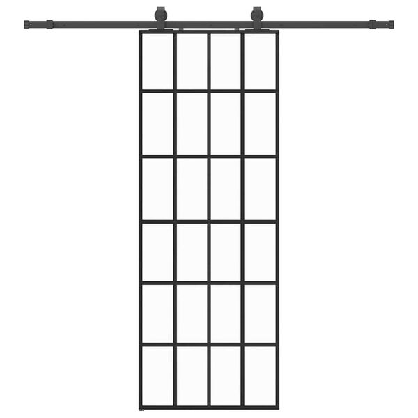 vidaXL Stumdomos durys su įrangos rinkiniu, juodas, 76x205 cm, ESG ir