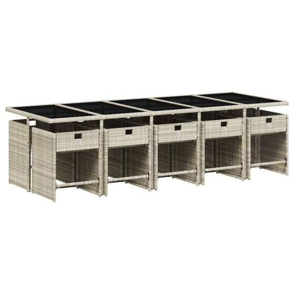 vidaXL Sodo komplektas su pagalvėlėmis, 11 dalių, pilkas, poliratanas