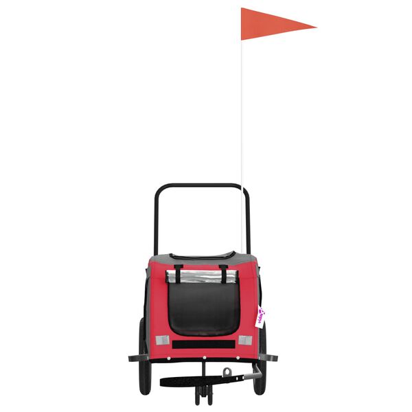 vidaXL Dviračio priekaba augintiniams, raudona/juoda, audinys/geležis