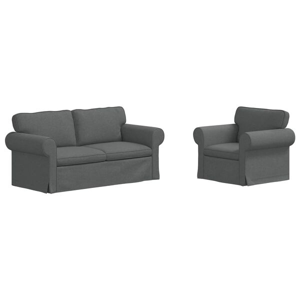 vidaXL Sofa 2 pcs Tamsiai pilka
