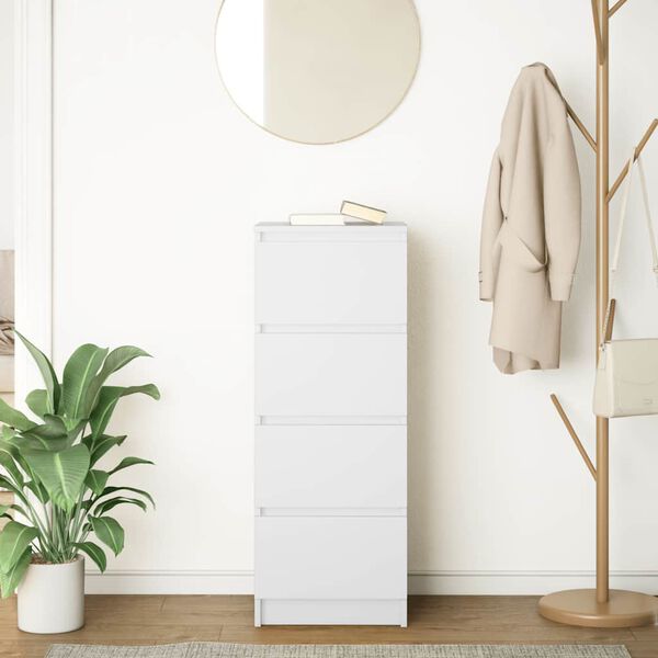 vidaXL &Scaron;oninė spintelė, baltos spalvos, 37,5x35x99cm, apdirbta mediena