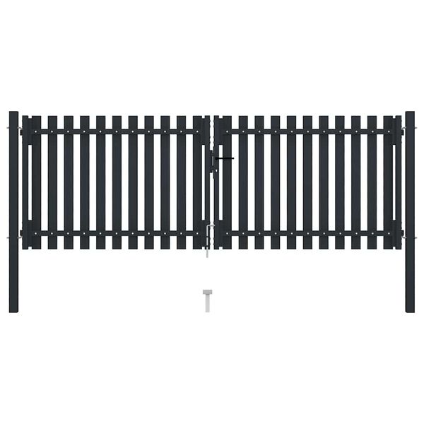 vidaXL Dvivėriai tvoros vartai, plieniniai, 300x100 cm, antracito spalvos