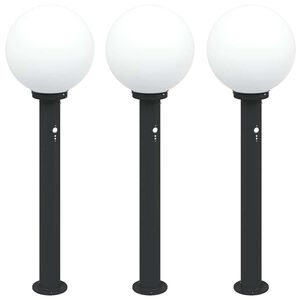 vidaXL Stulpeliniai &scaron;viestuvai su jutikliu, 3 vnt., 80 cm, juodi, IP44