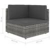 vidaXL Modulinė kampinė sofa, pilkos spalvos, poliratanas