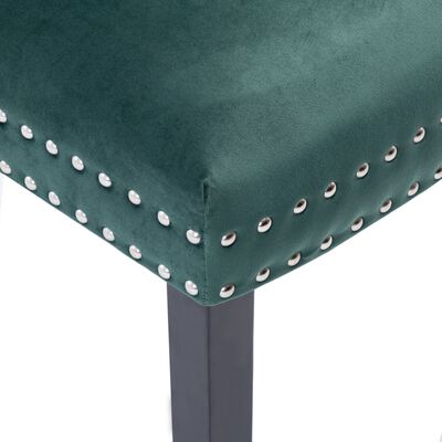 VidaXL Valgomojo kėdės, 2vnt., tamsiai žalios spalvos, aksomas
