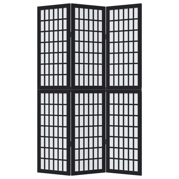 vidaXL Kambario pertvara, 3 segmentai, juoda, paulovnijos masyvas
