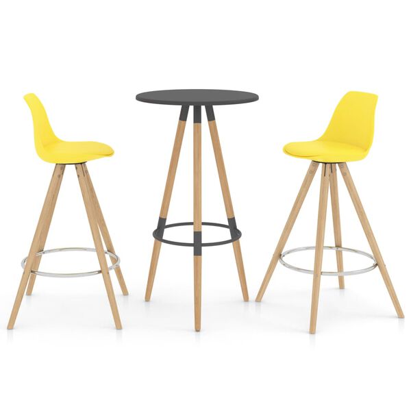 vidaXL Baro baldų komplektas, 3 dalių, geltonas (287256+287270)