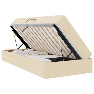 vidaXL Lova su daiktų laikymo vieta ir čiužiniu Kreminė 90 x 190 cm