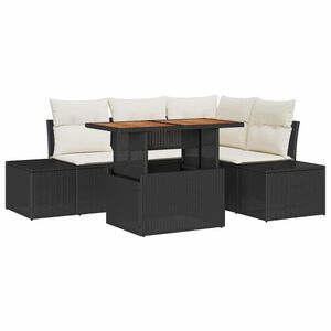 vidaXL Sodo Sofų Rinkinys su saugykla 5 pcs Juoda Poli ratanas