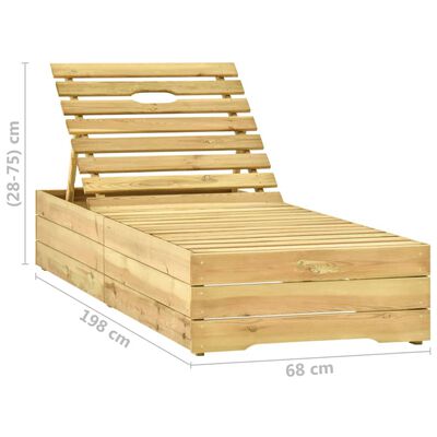 vidaXL Saulės gultas su staliuku, žaliai impregnuota pušies mediena