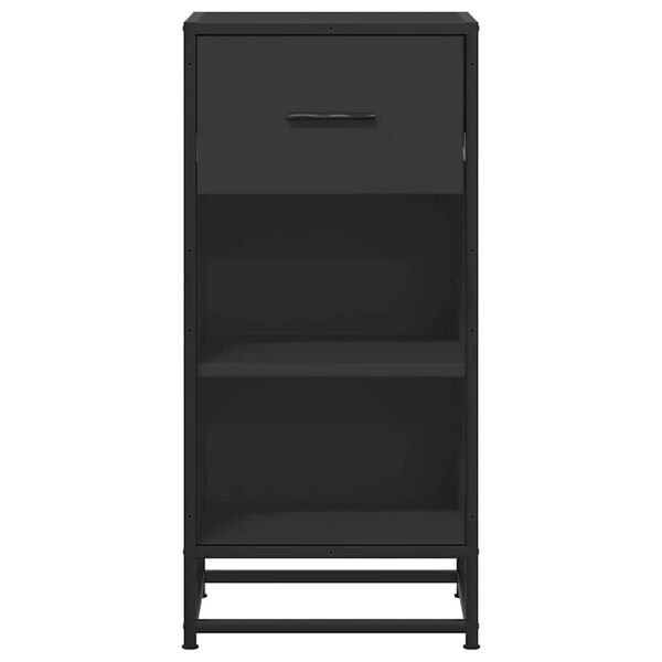 vidaXL &Scaron;oninė spintelė, juoda, 35,5x35x76cm, apdirbta mediena/metalas