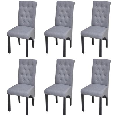 vidaXL Valgomojo kėdės, 6 vnt., šviesiai pilkos spalvos, audinys