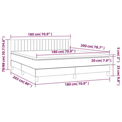 vidaXL Lova su spyruoklėmis/čiužiniu/LED, rožinė, 180x200cm, aksomas