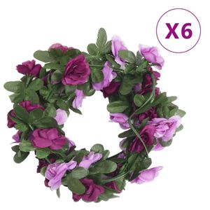 vidaXL Kalėdinės gėlių girliandos, 6vnt., šviesiai violetinės, 250cm
