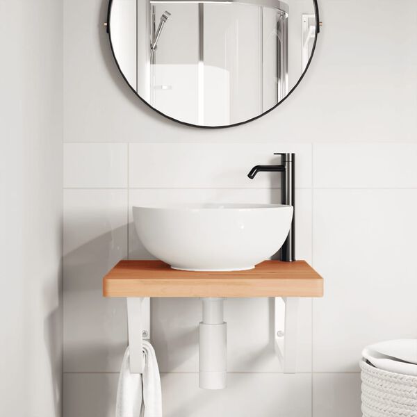 vidaXL Lentyna praustuvui, plienas ir bukmedžio medienos masyvas