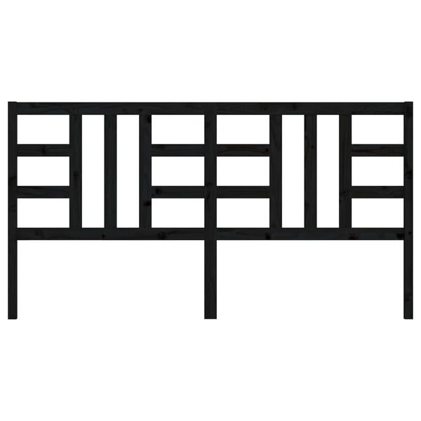 vidaXL Lovos galvūgalis, juodas, 206x4x100cm, pu&scaron;ies medienos masyvas