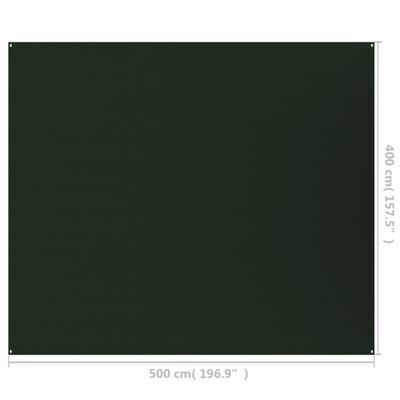 vidaXL Palapinės kilimėlis, tamsiai žalios spalvos, 400x500cm, HDPE