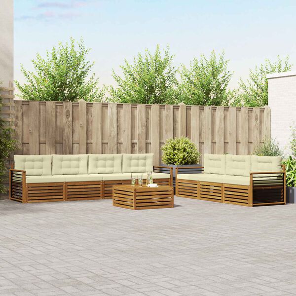 vidaXL Lauko sofos komplektas su pagalve 8 pcs Natūralus ir grietinėlė