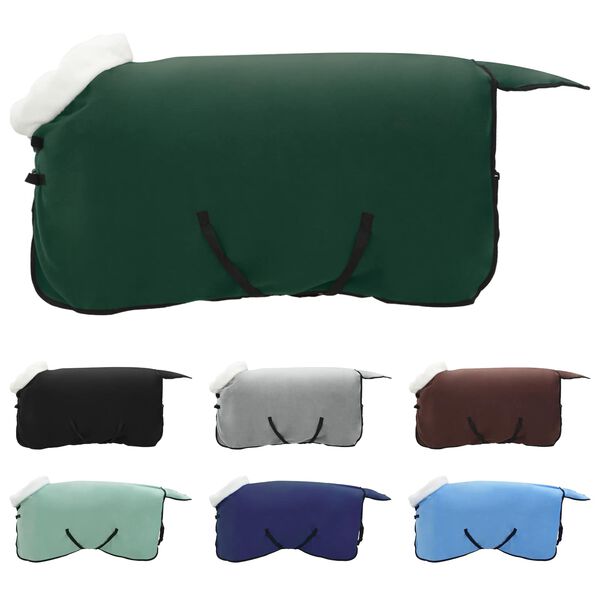 vidaXL Arklių antklodė Tamsiai žalia 95 cm Poliesterio flisas