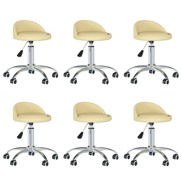 vidaXL Pasukamos valgomojo kėdės, 6vnt., kreminės, dirbtinė oda