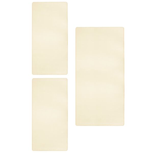 vidaXL Kilimėliai prie lovos, 3vnt., kreminės spalvos, shaggy tipo