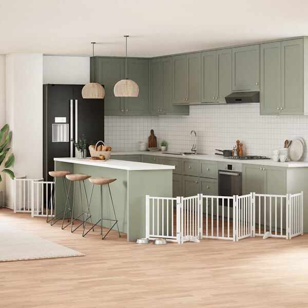 vidaXL Varteliai &scaron;unims su durimis, 12 segmentų, balti, 600cm, tuopa