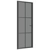 vidaXL Vidaus durys, juodos, 76x201,5cm, ESG stiklas ir aliuminis