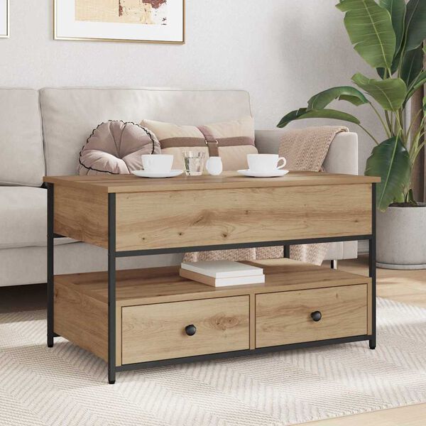 vidaXL Kavos staliukas su stalčių Amatininkų ąžuolas 85 x 50 x 50 cm