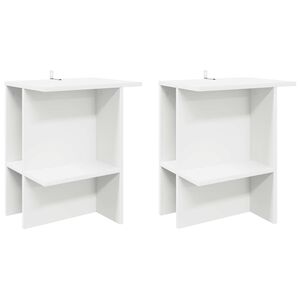 vidaXL Kavos staliukas 2 pcs Balta 40 x 30 x 49 cm Apdirbta mediena
