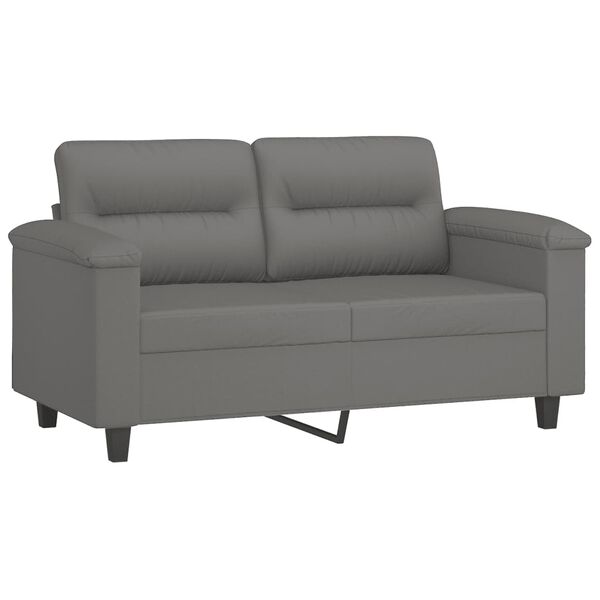 vidaXL Dvivietė sofa su pagalvėmis, pilka, 120cm, mikropluošto audinys