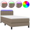 vidaXL Lova su spyruoklėmis/čiužiniu/LED, taupe, 90x200 cm, audinys